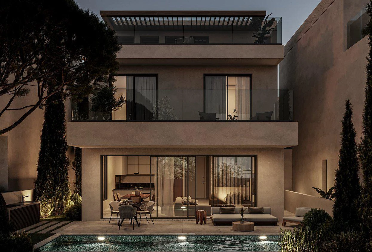 Комплекс вилл с бассейнами и садами на крыше рядом с пляжем, Ларнака, Кипр