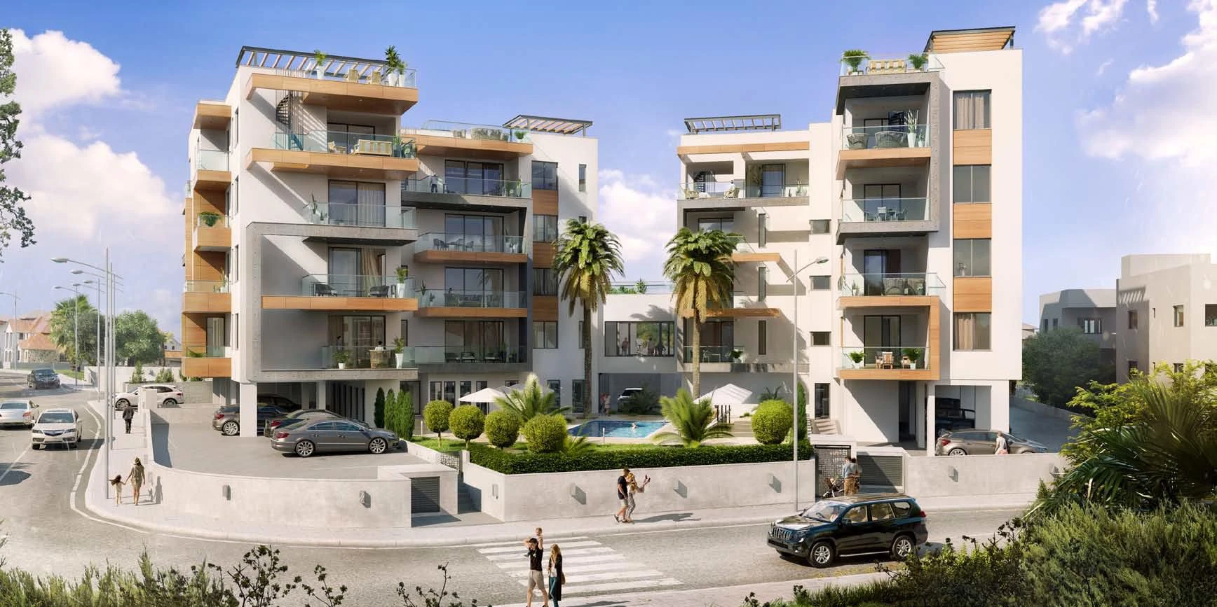 Жилой комплекс с бассейном и садами недалеко от песчаных пляжей, Лимассол, Кипр