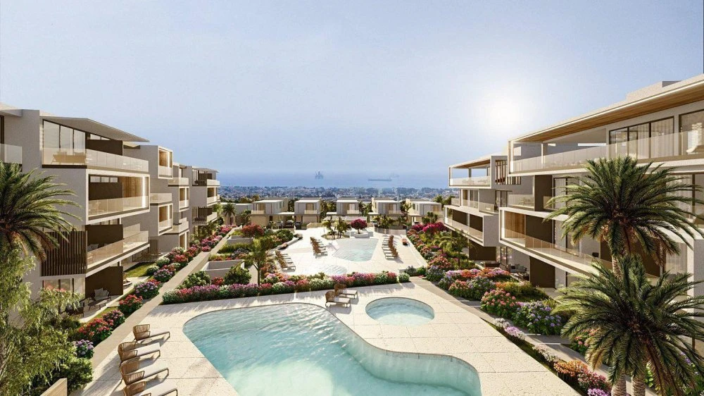 Новый жилой комплекс с бассейнами и видом на море, Агиос Афанасиос, Кипр