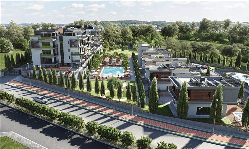 Новый закрытый комплекс вилл и апартаментов с бассейном и зелеными зонами недалеко от пляжа, Мутайяка, Кипр