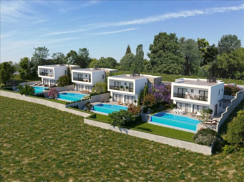 Комплекс вилл с бассейнами и панорамным видом рядом с центром Пафоса, Пейя, Кипр