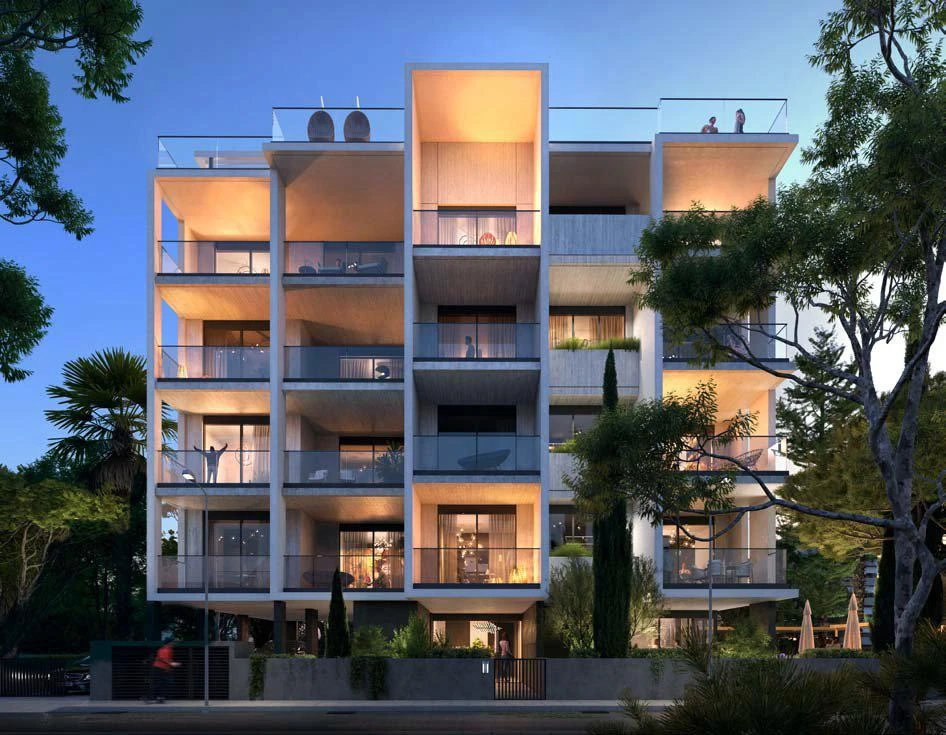 Новый жилой комплекс с бассейном и садами в 700 метрах от пляжа, Гермасойя, Кипр