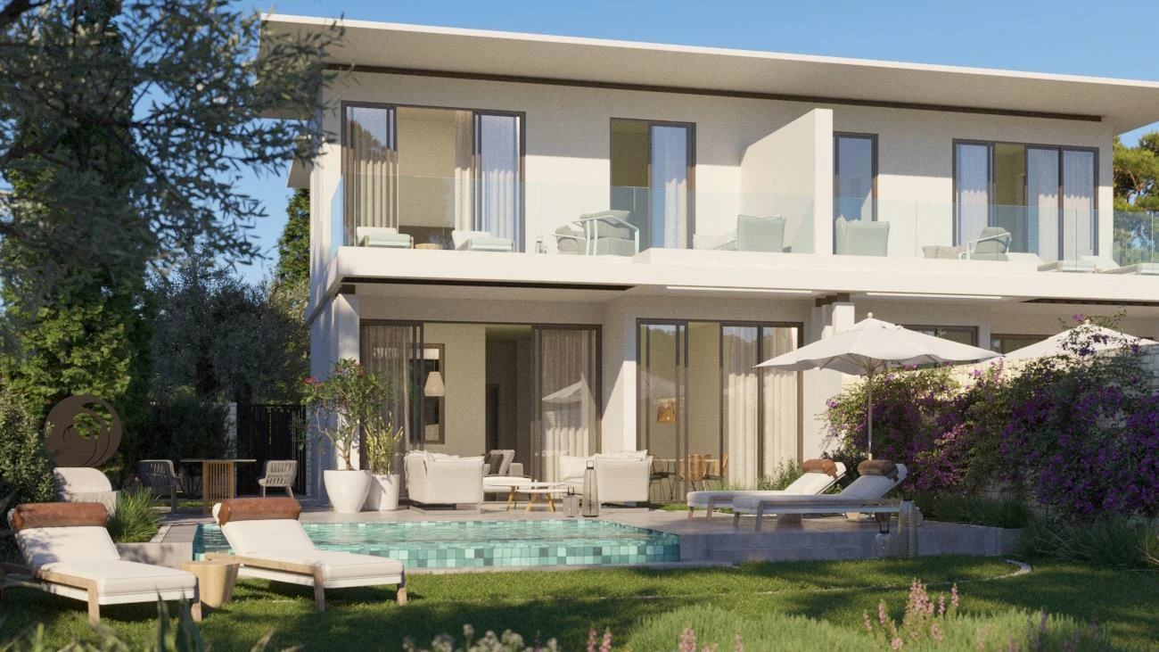 Таунхаусы с бассейнами в большой резиденции с полем для гольфа и спа-центром Limassol Greens, Лимассол, Кипр