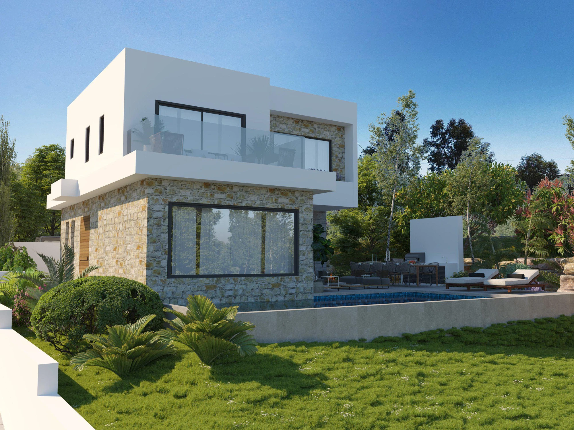 Комплекс вилл с бассейнами рядом с морем и центром Пафоса, Кипр