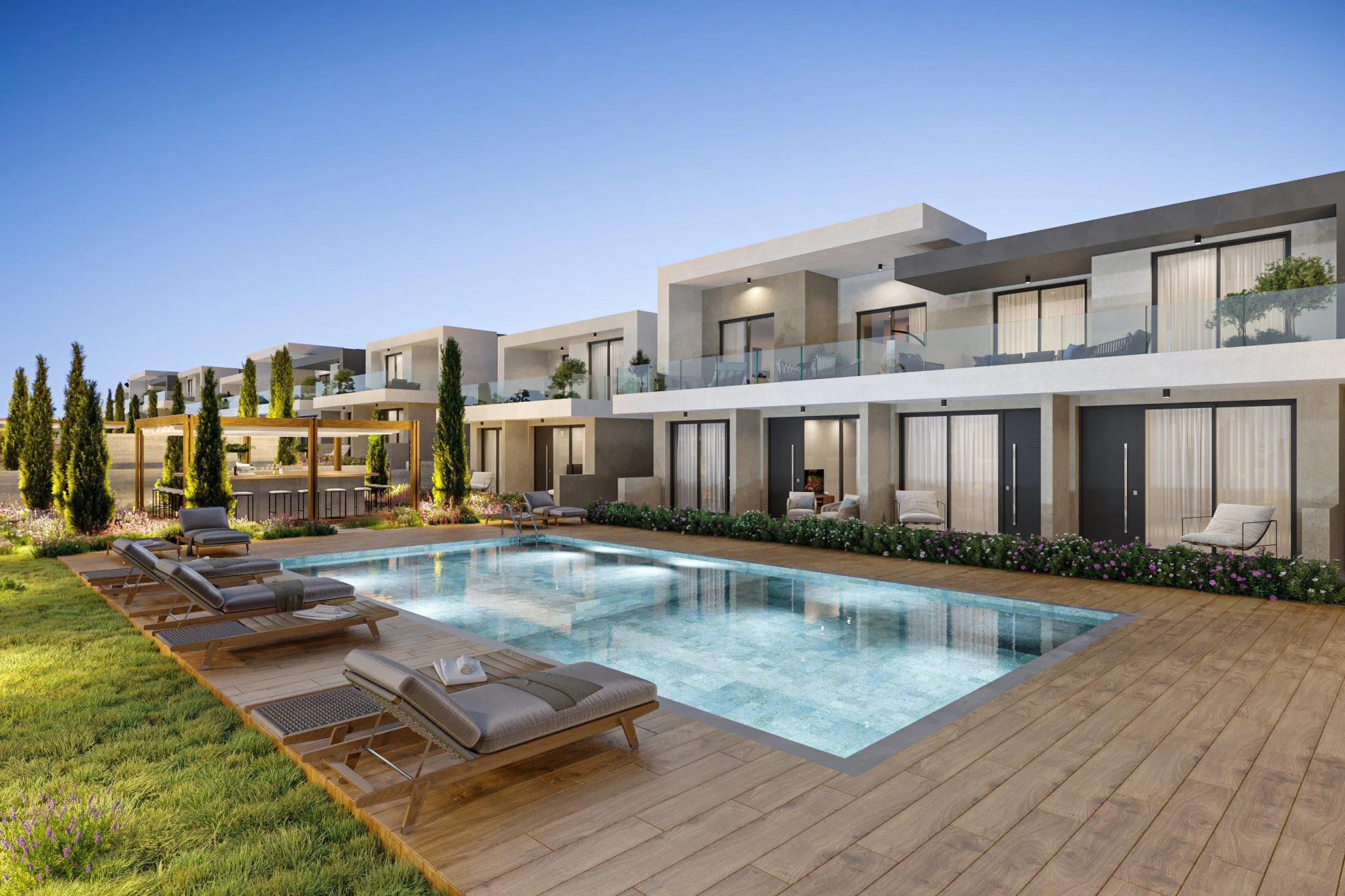 Новая резиденция с бассейнами в 200 метрах от пляжа, Кисонерга, Кипр