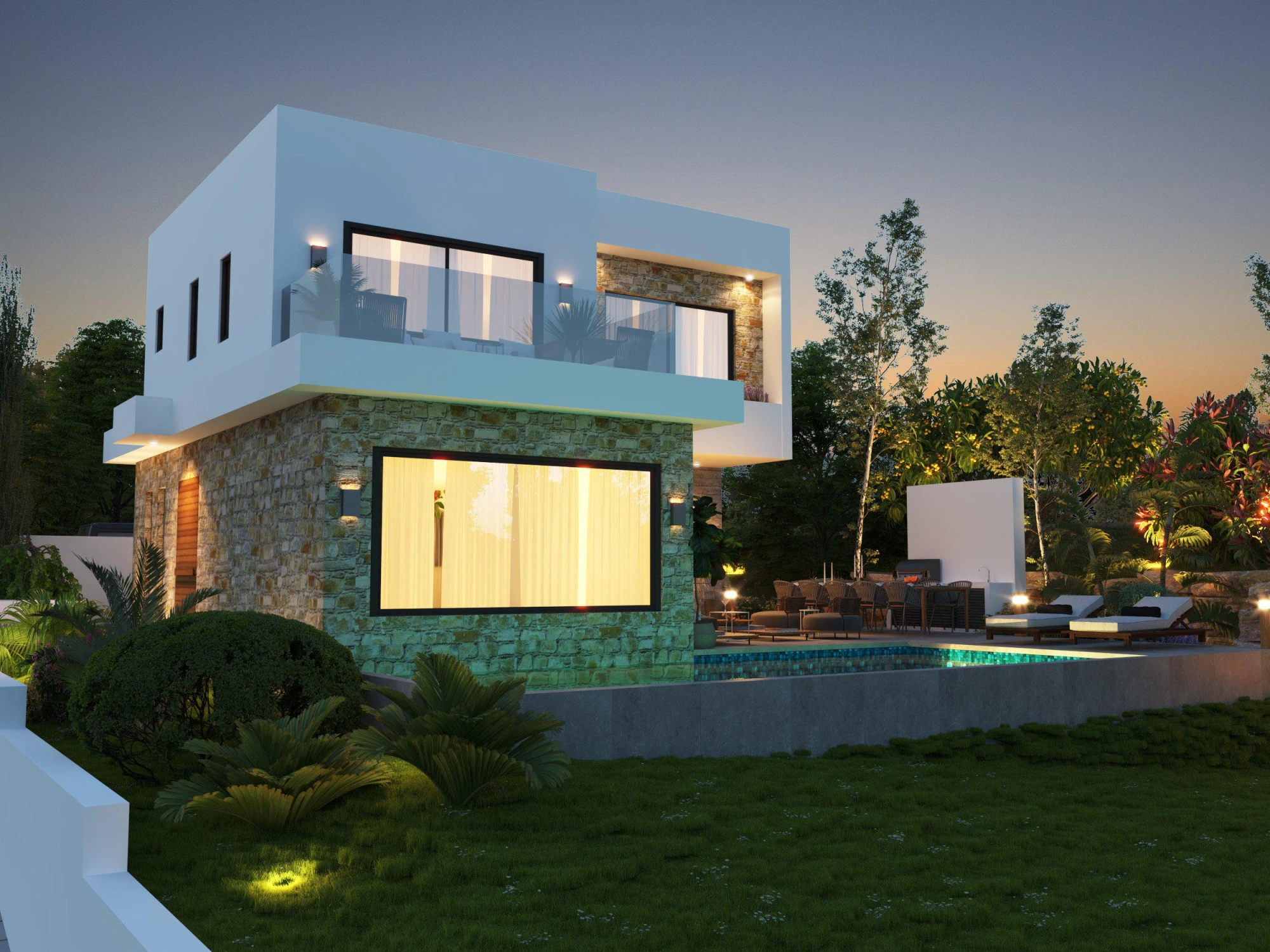 Комплекс вилл с бассейнами рядом с морем и центром Пафоса, Кипр